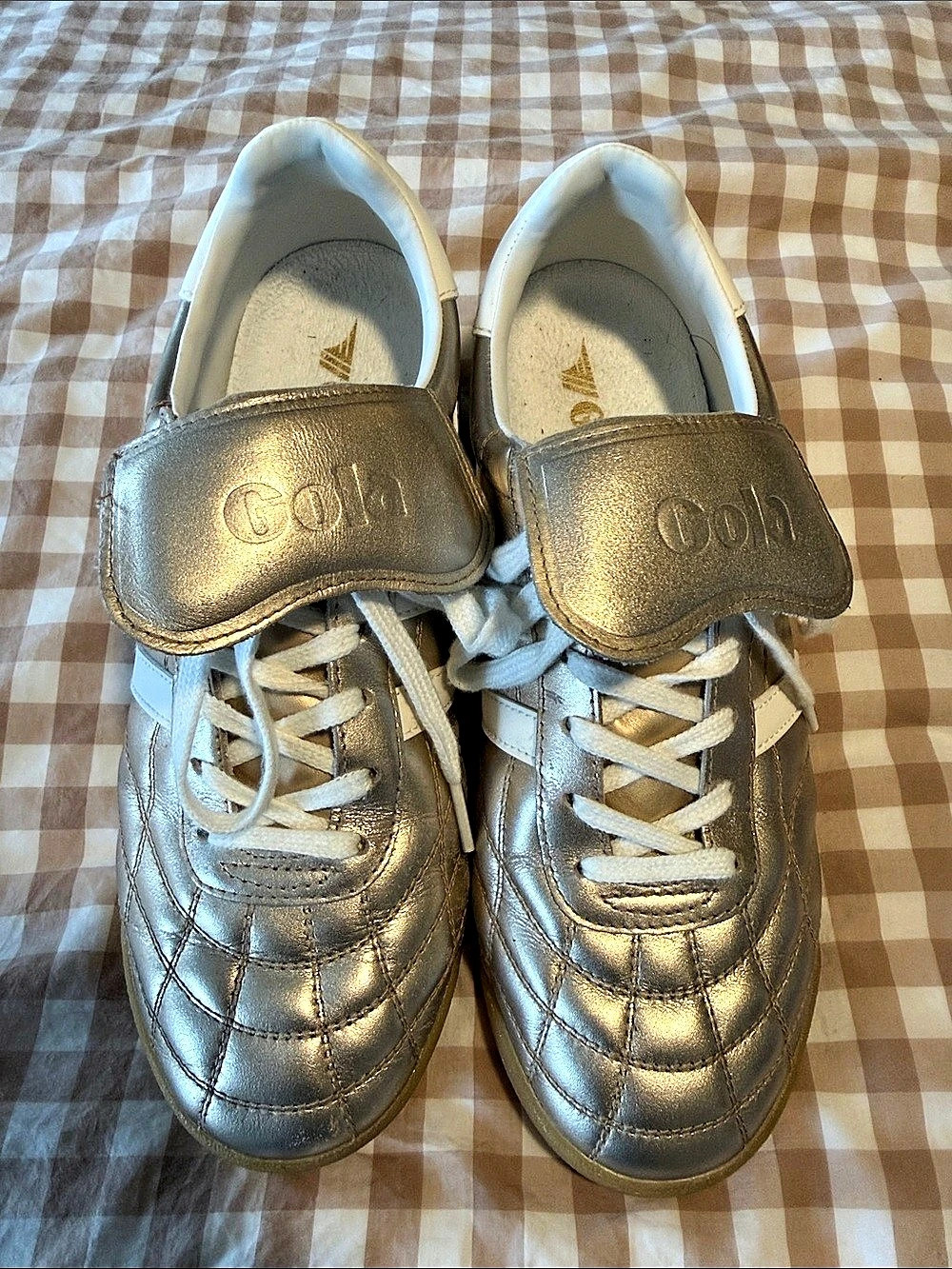 Gola Stadium '86 Metallic Quilted Sneakers US 9 Gold